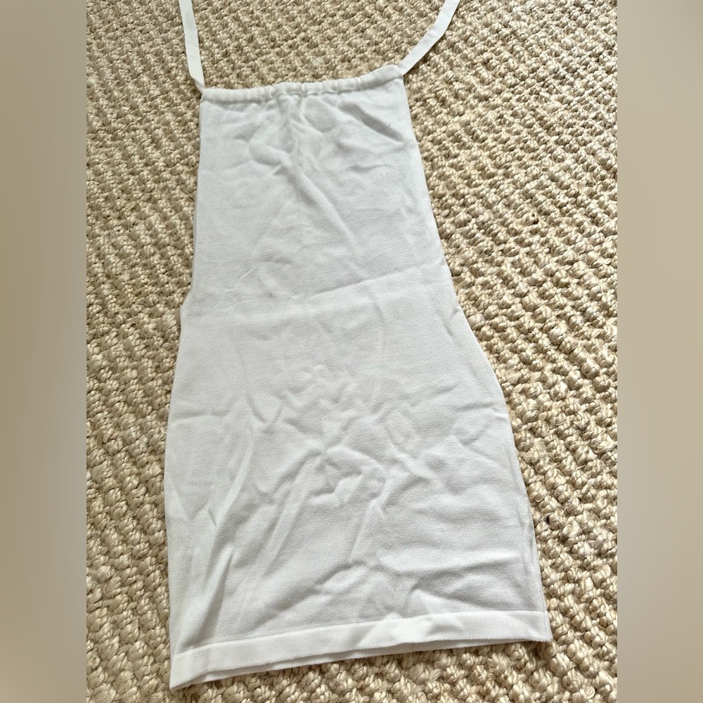 White knit halter dress